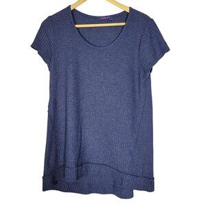 Fresh Produce Women's Long Line Waffle Texture Navy Tunic Blouse Size M